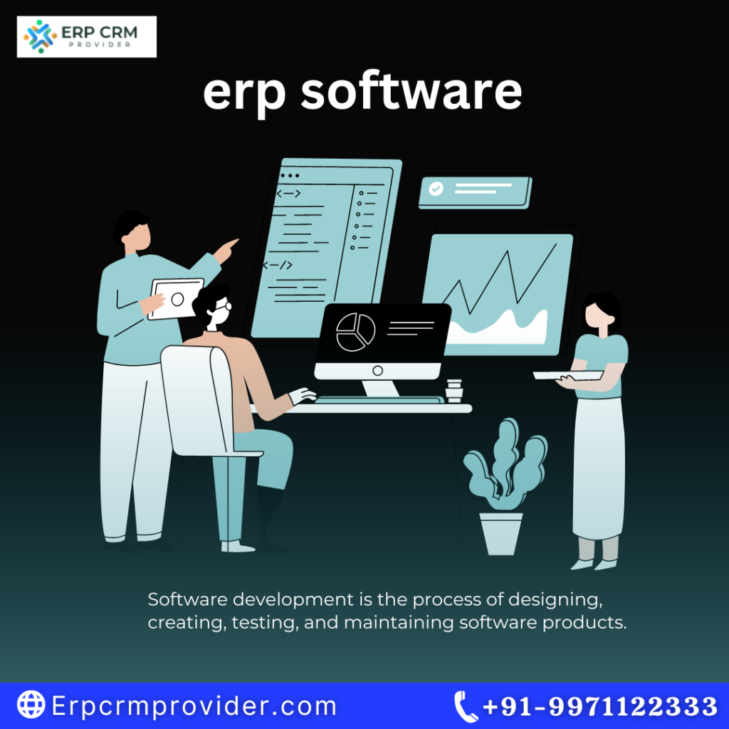 ERP software dashboard displaying analytics, 